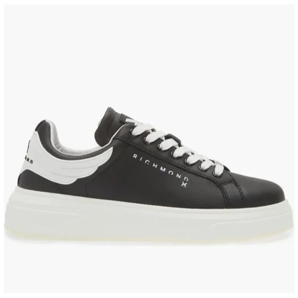 John Richmond 20007 CP Sneakers Low Platform Casual Leather Black Men’s Sz 6